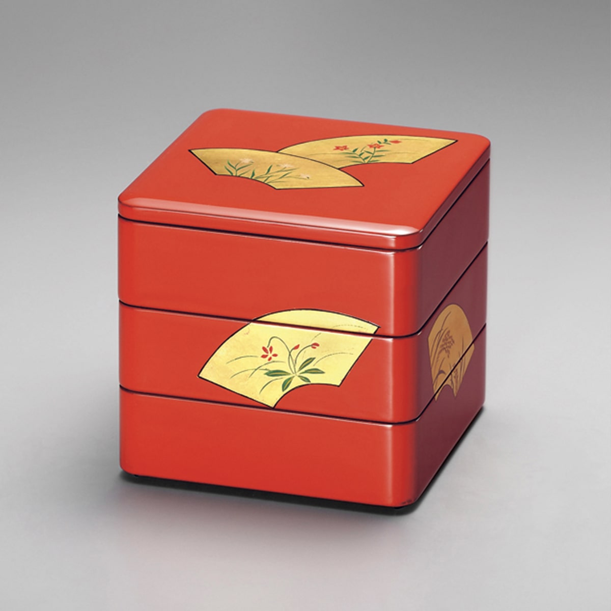 楽天市場】送料無料 扇面草花 6.0 三段重 漆塗り 正月 3段 おしゃれ