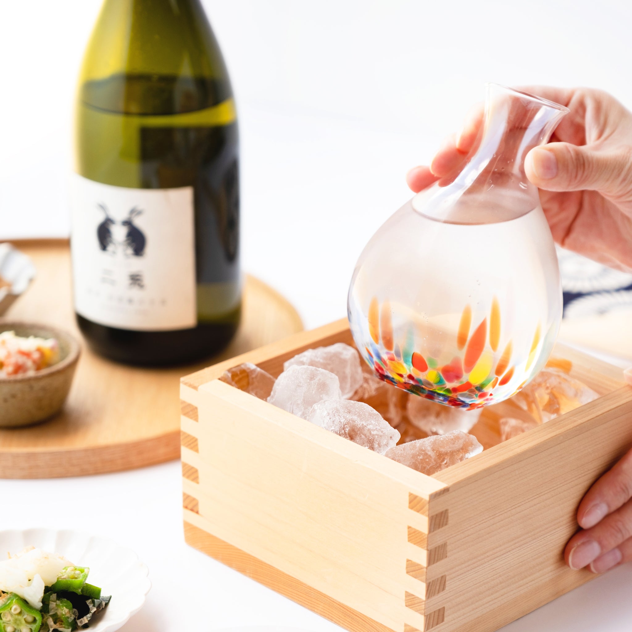 津軽びいどろ ねぶた流し 酒器セット | ガラスの徳利とおちょこの