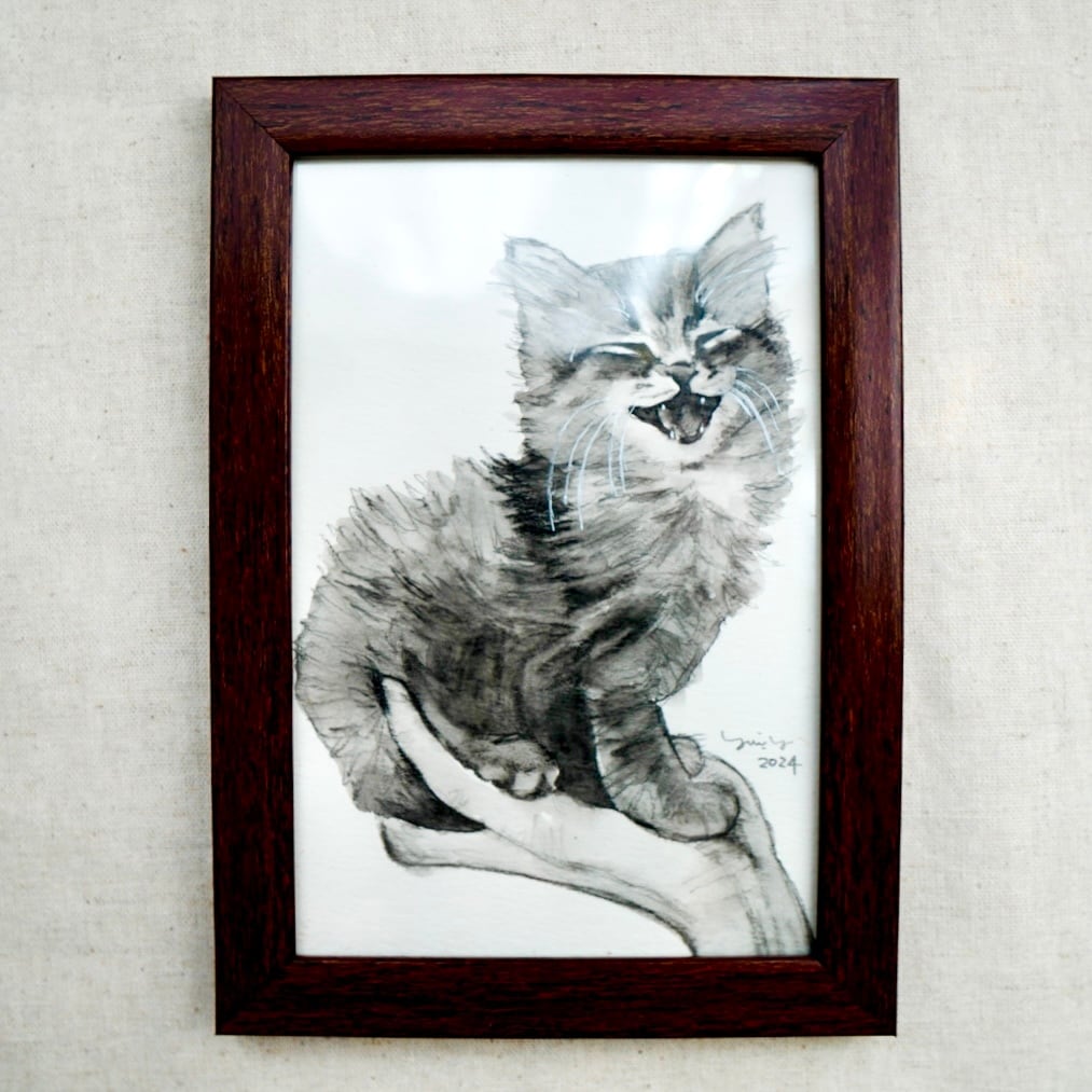 猫の絵 191 鉛筆画 原画 | Forest cat