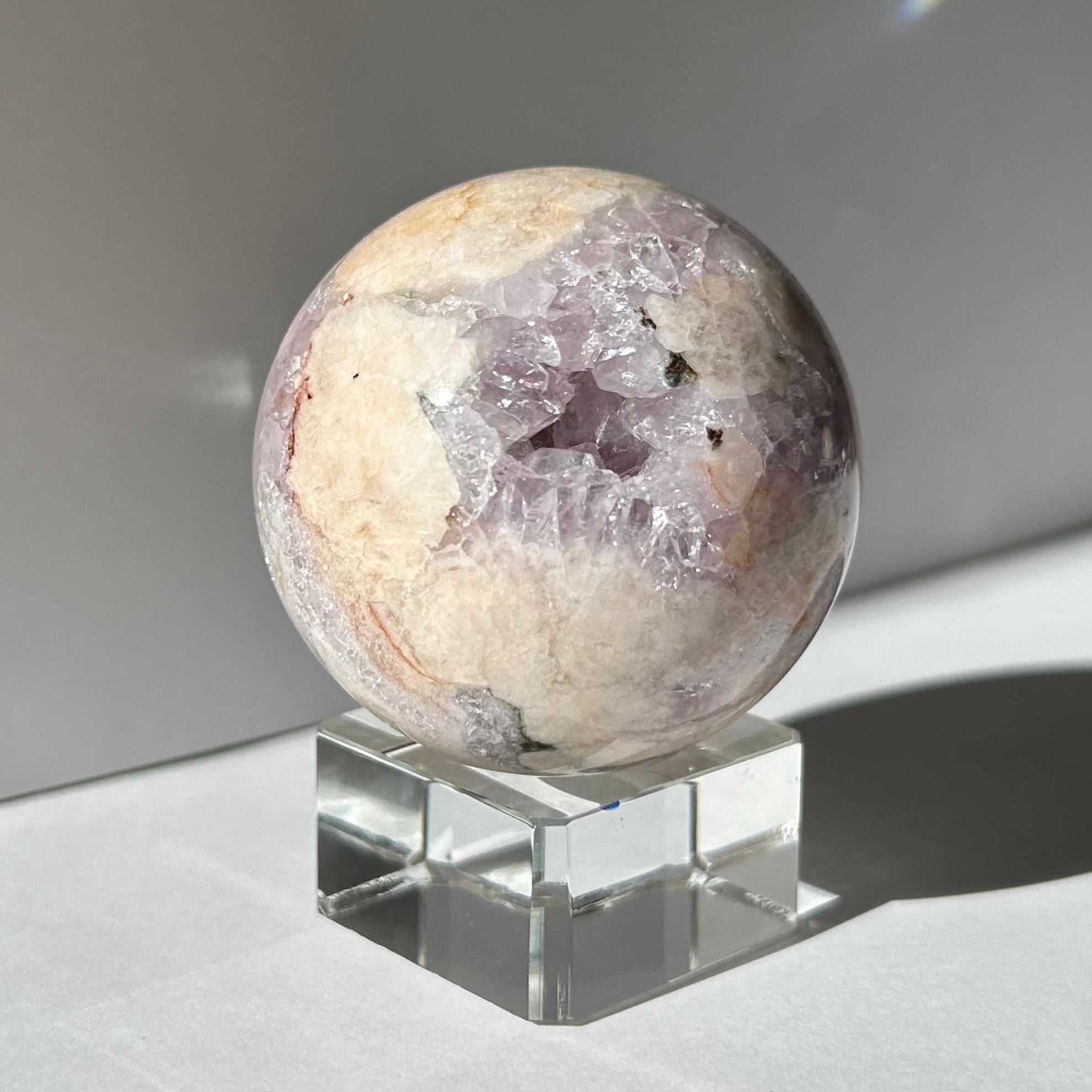 ピンクアメジスト+桜瑪瑙共生 スフィア 天然石 | BLUE MOON STONE
