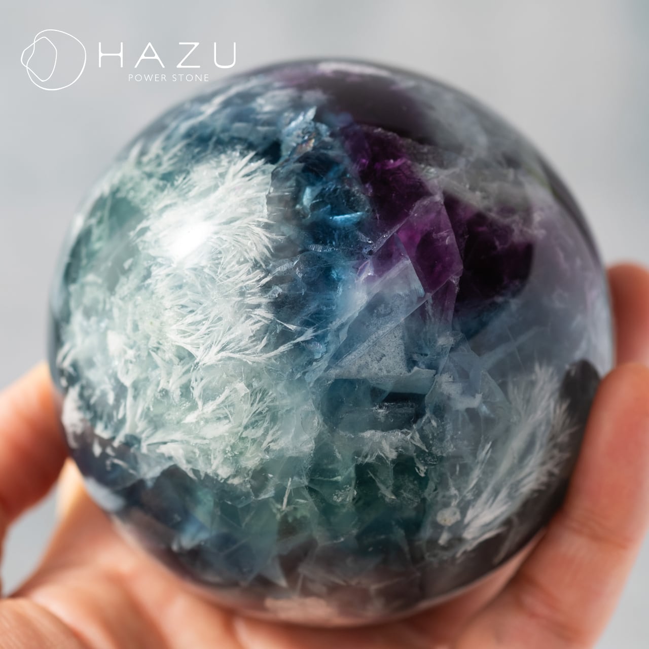 1点もの】絶品フェザーインフローライト・スフィア（台座付） | 天然石HAZU