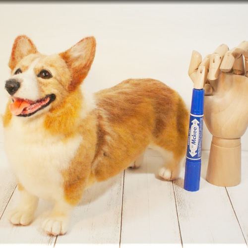 羊毛フェルト 犬 コーギー ウェルシュ・コーギー 犬フィギュア 羊毛