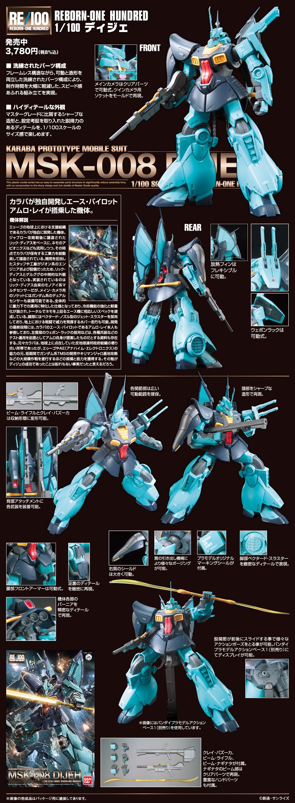 Bandai RE/100 1/100 MSK-008 Dijeh Model Kit – Gunpla Style