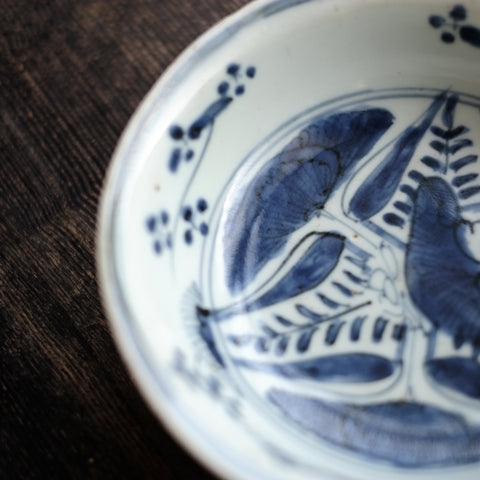 古染付 蓮子文 五寸 青花深皿(明末清初) – 逢季荘