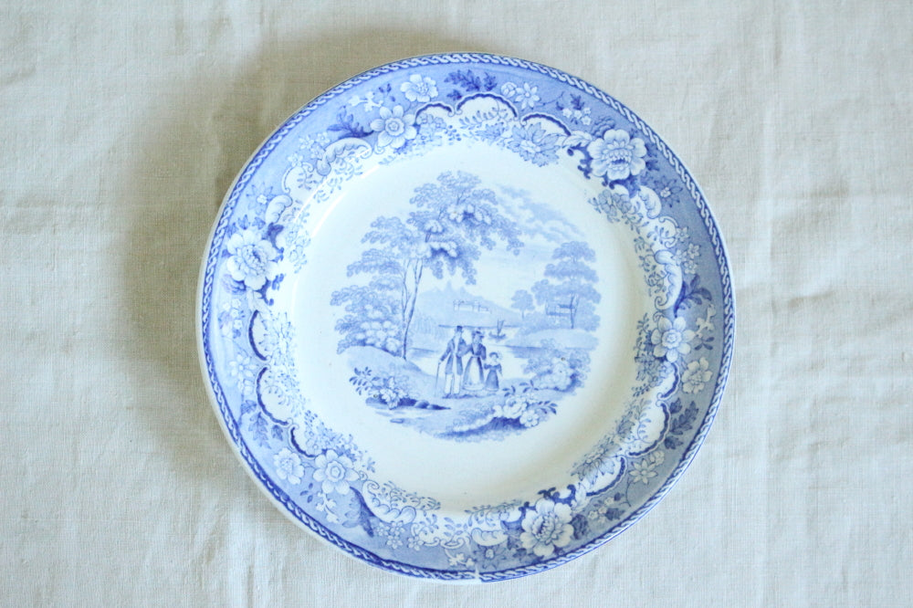 19世紀美しいB&W平皿（直径23.5cm） イギリスアンティーク食器