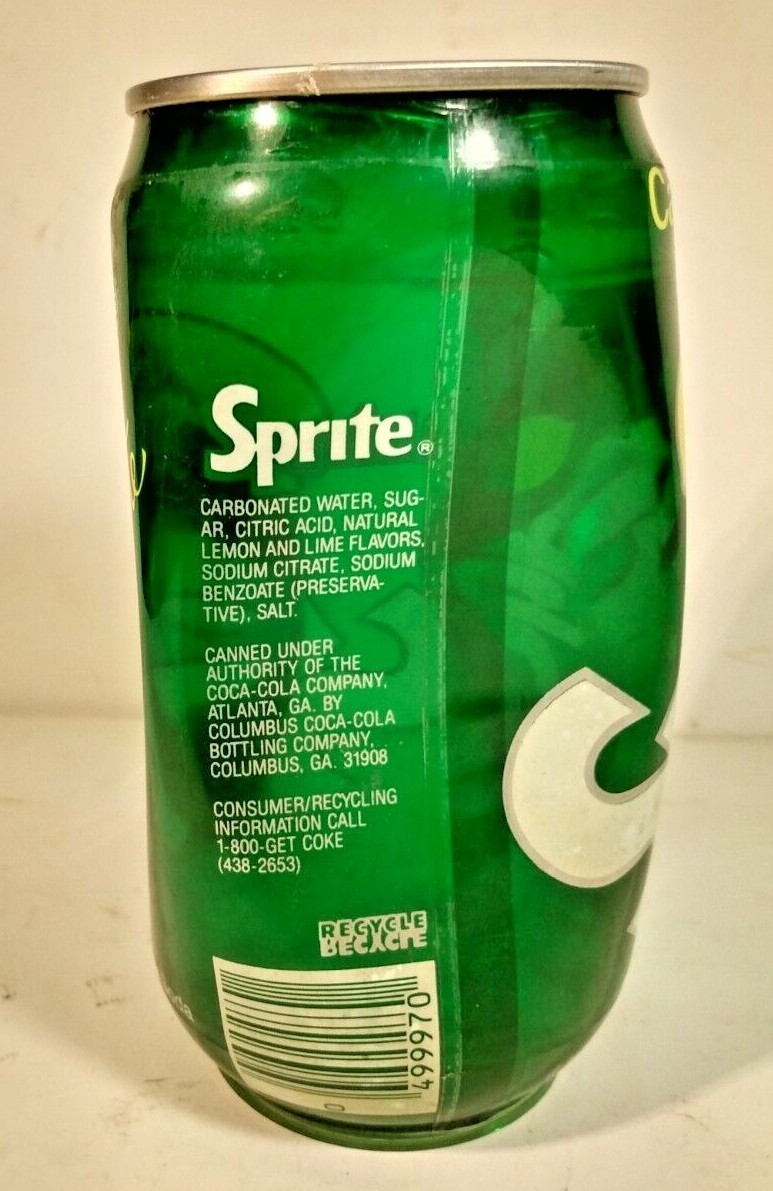 Experimental 1984 PLASTIC Sprite Can with Aluminum Pop Top