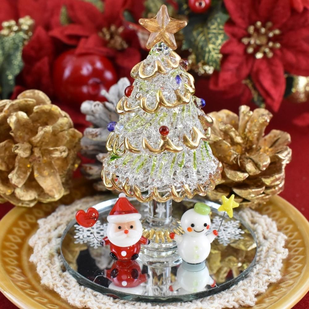クリスマスガラス細工｜ミニステージツリーセット｜フォーカートグラス