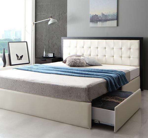 モダンデザイン・高級レザー大型サイズ収納ベッド Refinade