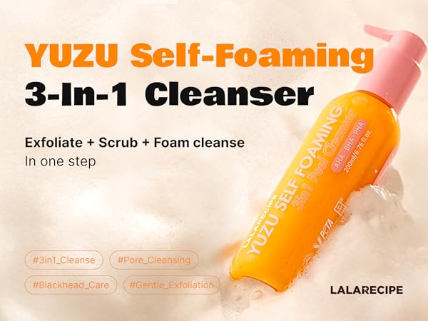 Amazon.com: LALARECIPE Yuzu Self-Foaming 3-in-1 Facial Cleanser