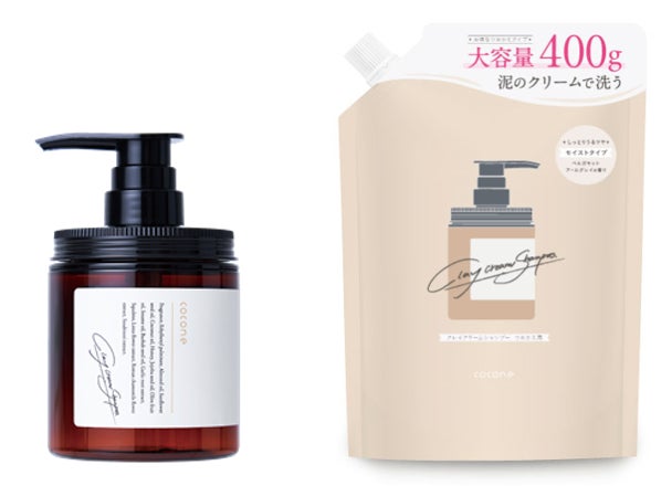 cocone クリームシャンプー ボトル、詰め替えセット cocone クレイ