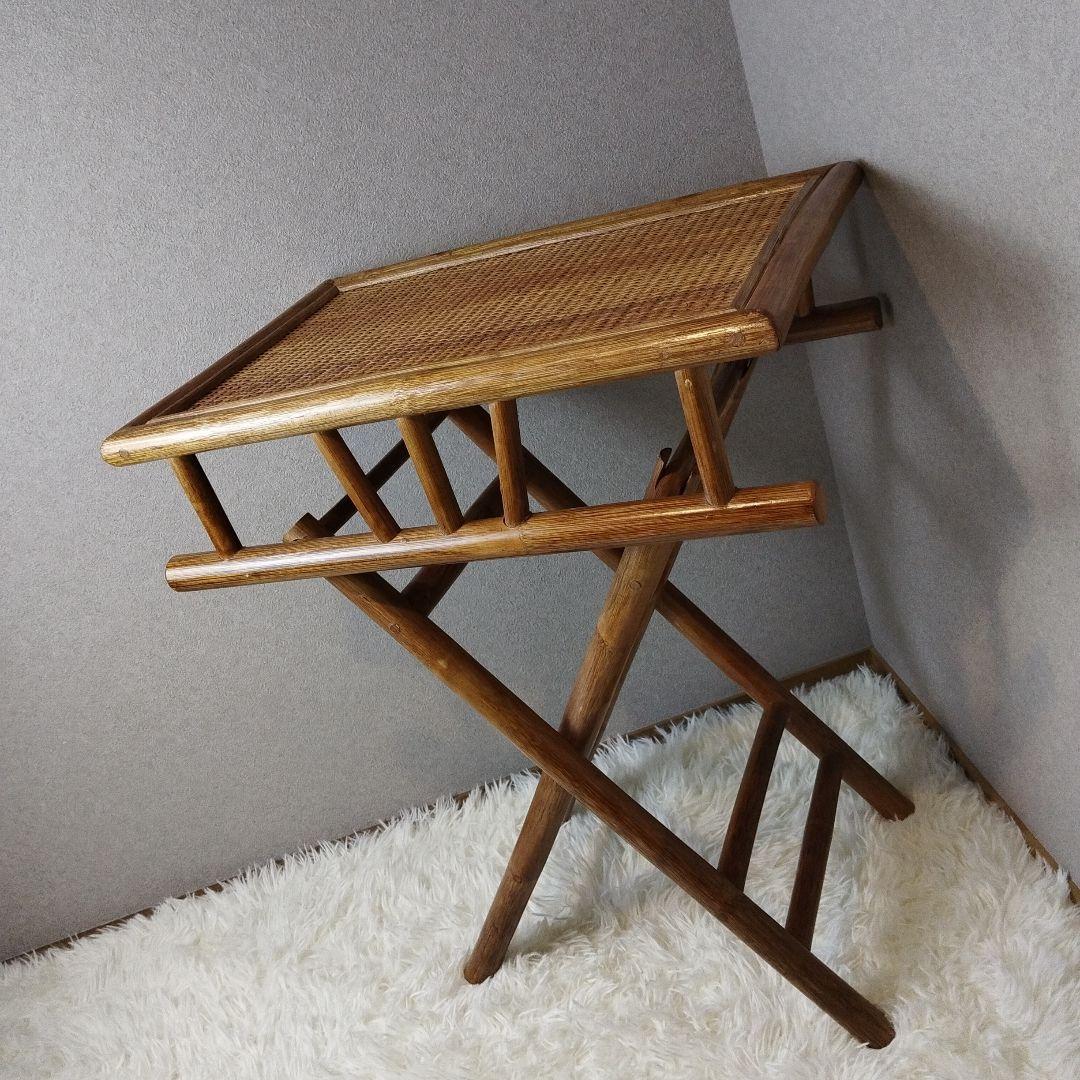 【美品 ビンテージ 送料込】ラタン素材 折りたたみ式テーブル 藤素材 楽天市場】籐 ローテーブル ラタン 円形 軽量 天然素材 （ ラタン