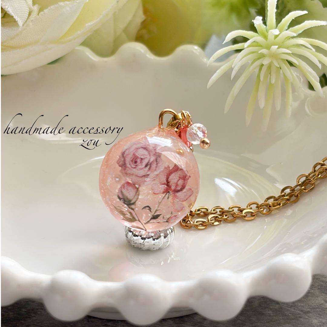 薔薇レジンネックレス ネックレス 薔薇 / Rose オレンジ｜陶磁器 アクセサリー湘南 ギフト