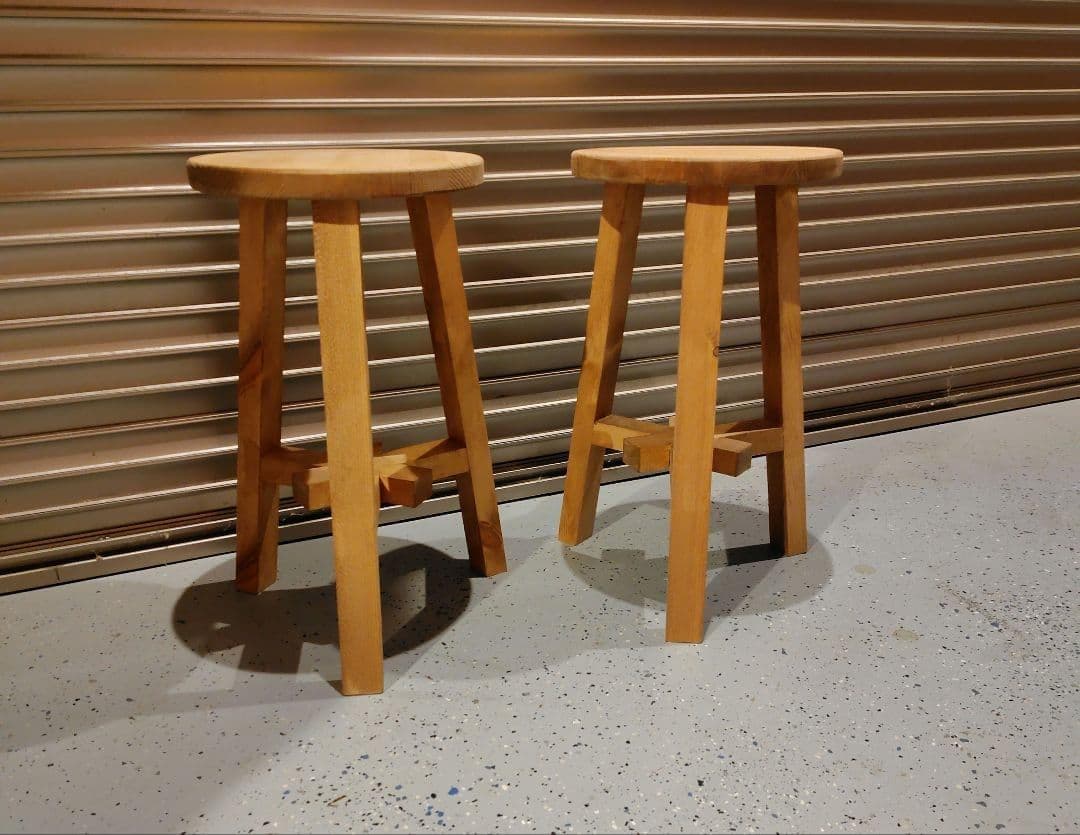 木製 丸イス スツール ハンドメイド　座面高50cm 2脚セット イーサプライ（e-supply） スツール 木製 2脚セット 天然木 丸椅子